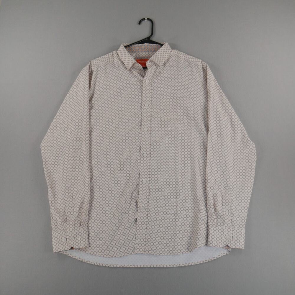 Johnston & Murphy Performance Shirt Mens L Orange Excellent Paisley Stretch